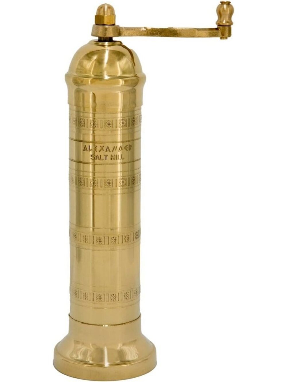 Elegant 8-Inch Brass Greek Salt Mill – Refillable Manual Grinder for Kitchen Use
